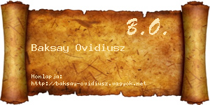 Baksay Ovidiusz névjegykártya